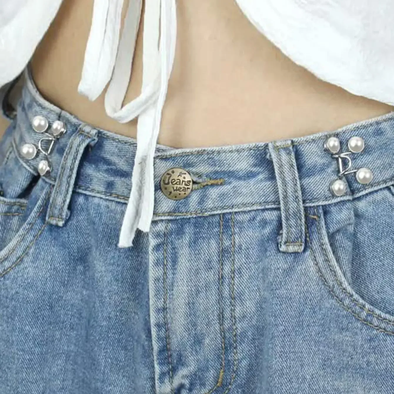2Sets Women Removable Nail-free Waist Buckle Waist Closing Artifact Invisible Adjustable Detachable Snap Button Pant Accessories