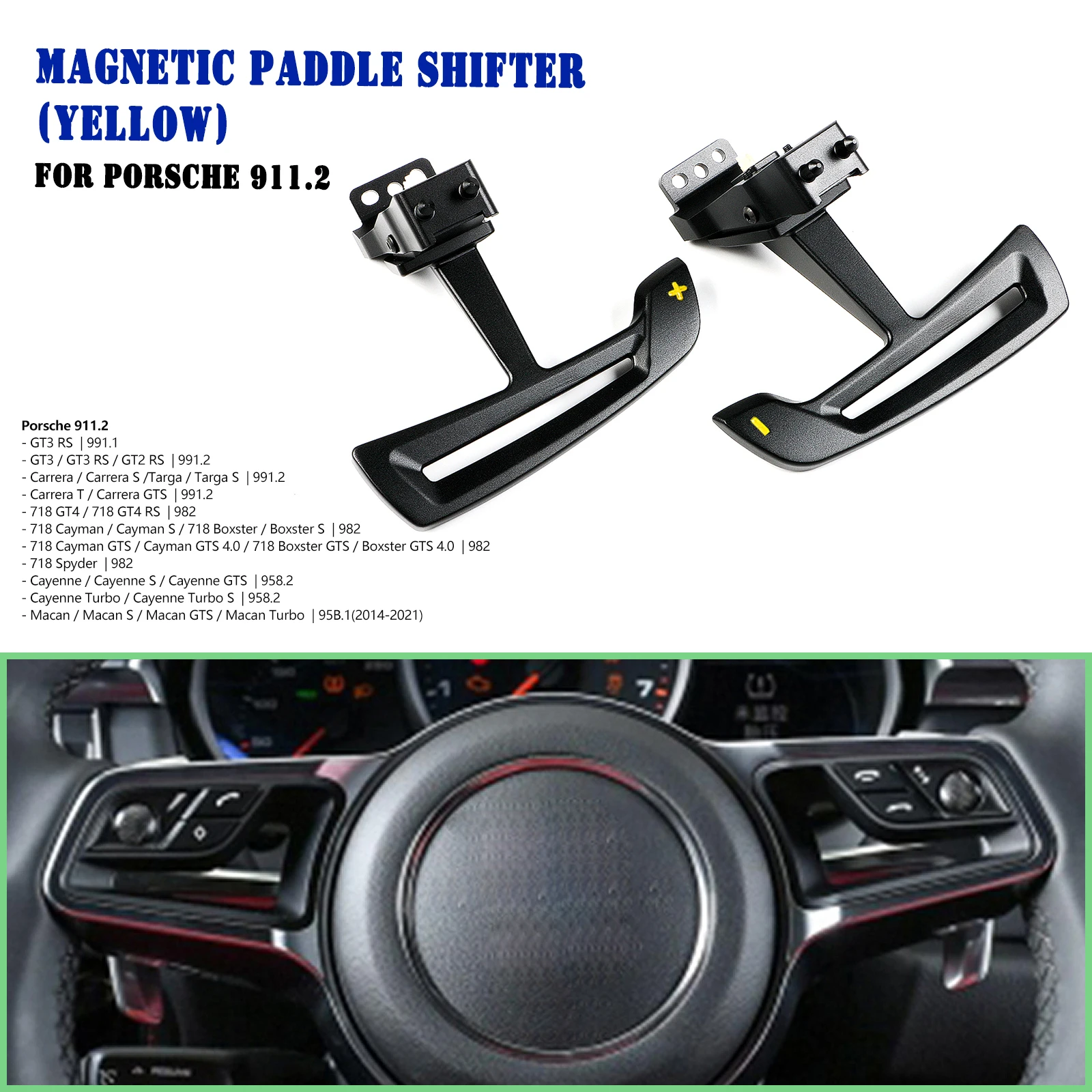 For Porsche 911.2 GT3 RS GT2 Carrera 718 GT4 Cayman Boxster Cayenne GTS Macan Interior Steering Magnetic Paddle Shifter Pad