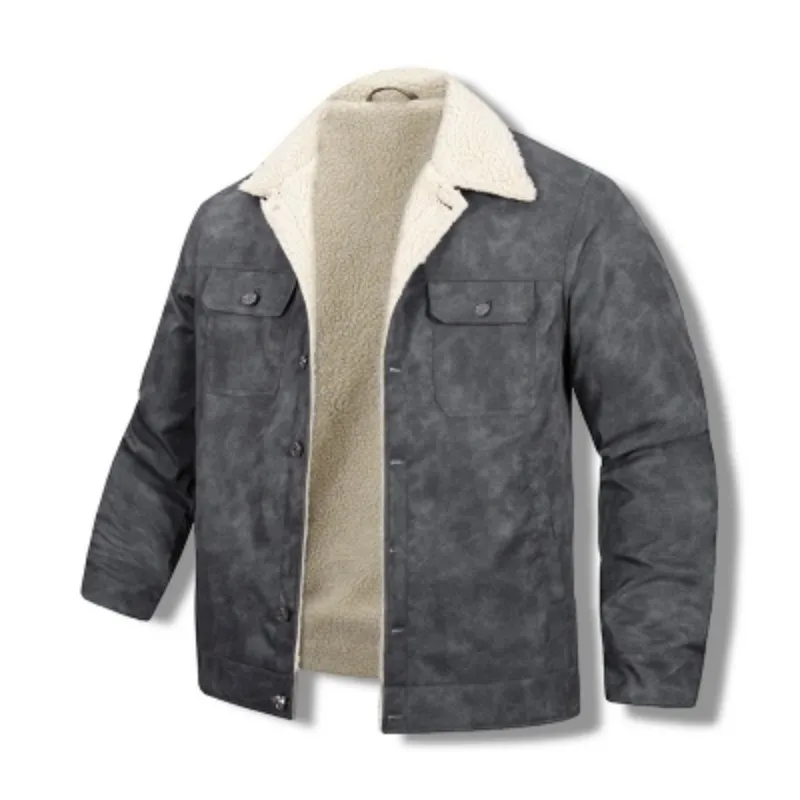 Winter Men Warm Fleece Casual Jacket Man Lapel Formal Business Jackets Male Work Multi Pocket Windbreaker Outerwear Parka Jacket