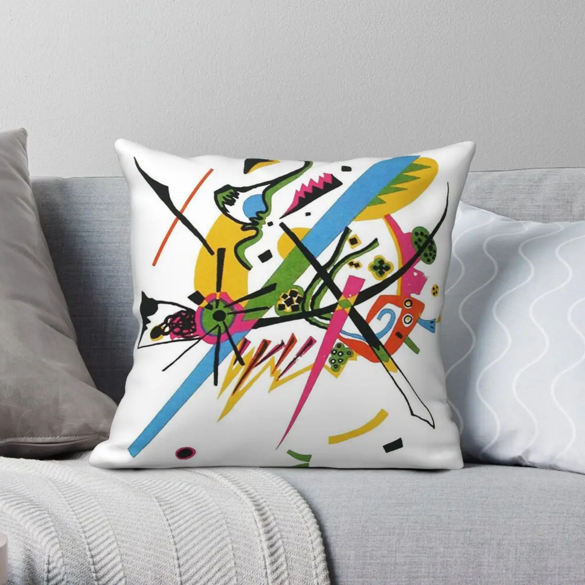 Small Worlds I Wassily Kandinsky Square Pillowcase Polyester Linen Velvet Printed Zip Decorative Pillow Case Sofa Cushion Case