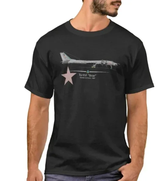 Russian Air Force Tu-95 Bear Long-range Strategic Bomber T-Shirt. Premium Cotton Short Sleeve O-Neck Mens T Shirt New S-3XL