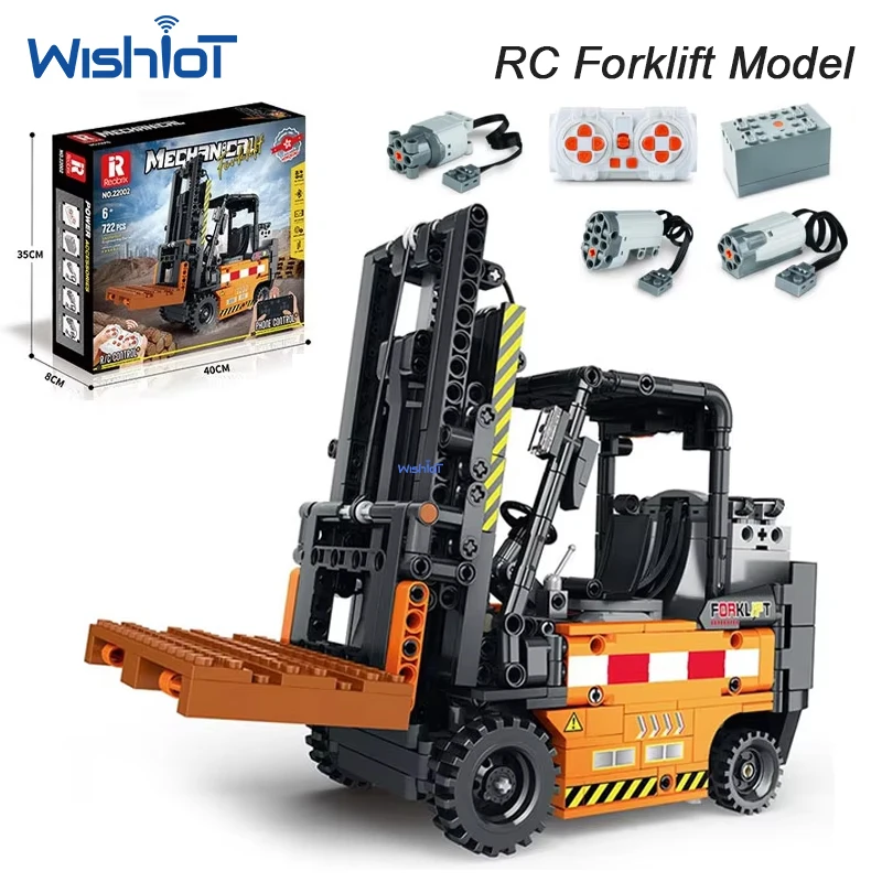 22002 RC Forklift Building Blocks APP Remote Control Engineering Vehicle Technical Bricks MOC Construction Toys for Boys Gifts