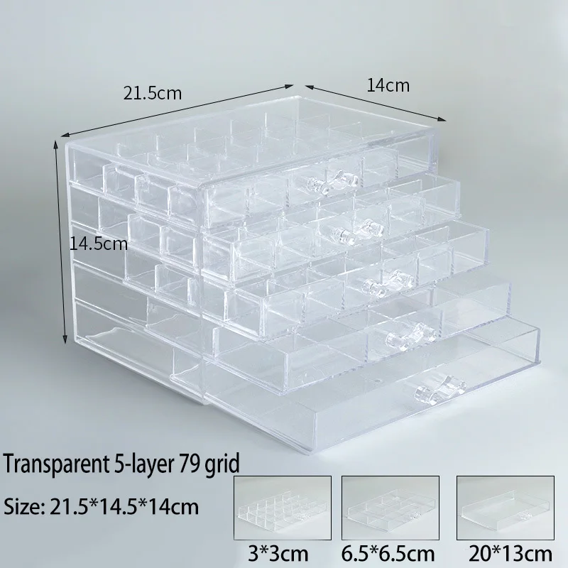 Multifunctional Clear Plastic Organizer Box With Grids Container Nail Art Storage Box For Beads Organizer Manicure DIY Jewelry