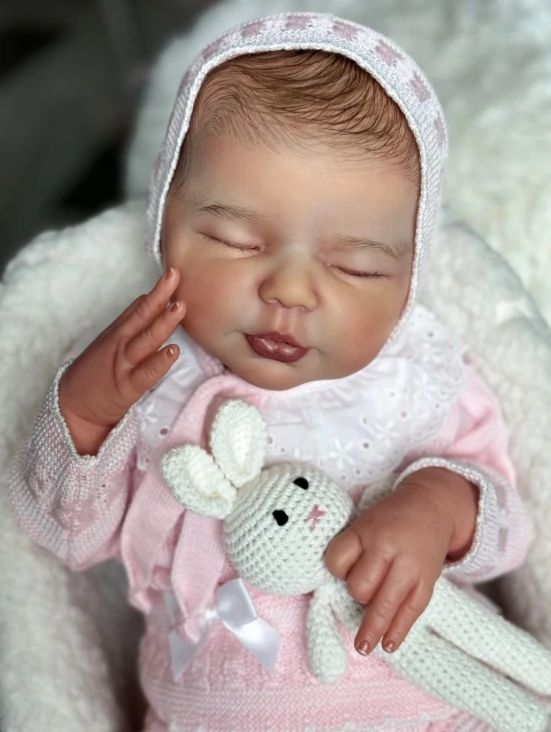 NPK 19'' Unfinished Unpainted Reborn Doll Kit Valentina Sleeping Baby Doll Parts with Cloth Body Fresh Color Soft Touch