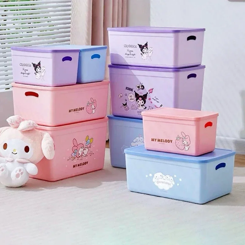 New Sanrio Cartoon Big Handheld Plastic Storage Basket Thickened Organizer Box for Miscellaneous Items Living Room Study view 2