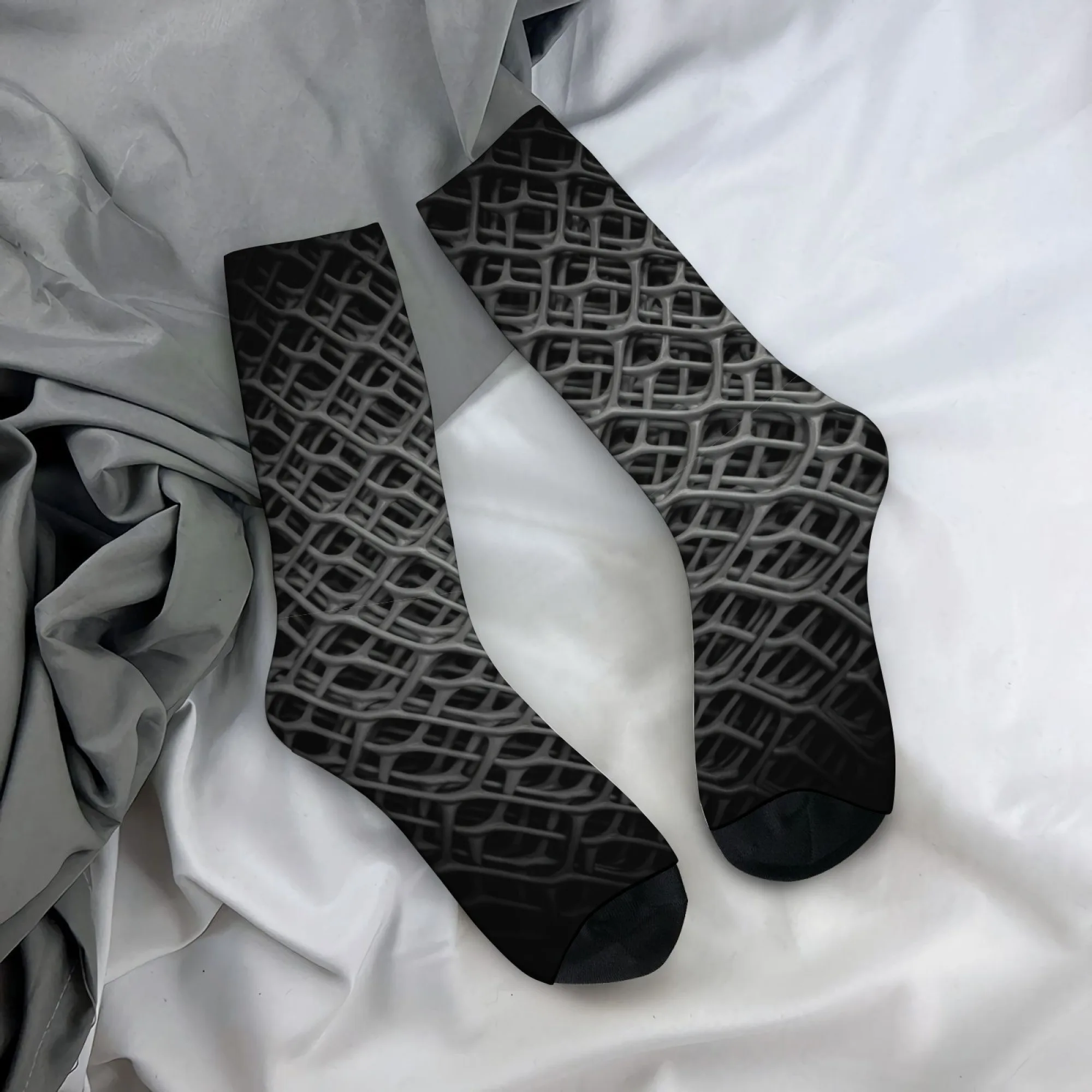 Mesh Textured Socks Non-slip Resistant Breathable Men's Socks Travel Leisure Hiking Simple Stylish Daily Wear Streetwear Socks