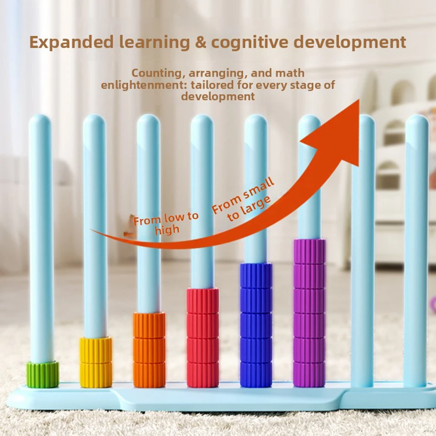 1set- Stacking Rainbow Rings Educational Toy, Color Recognition Classification, Train Thinking For Kinderg,Fine Motor Skills Toy view 2