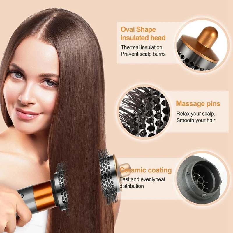 Large Round Volumizing Brush For Dyson Airwrap Attachments,Bigger Oval Round Brush , Fluff Up And Volumize For Styling