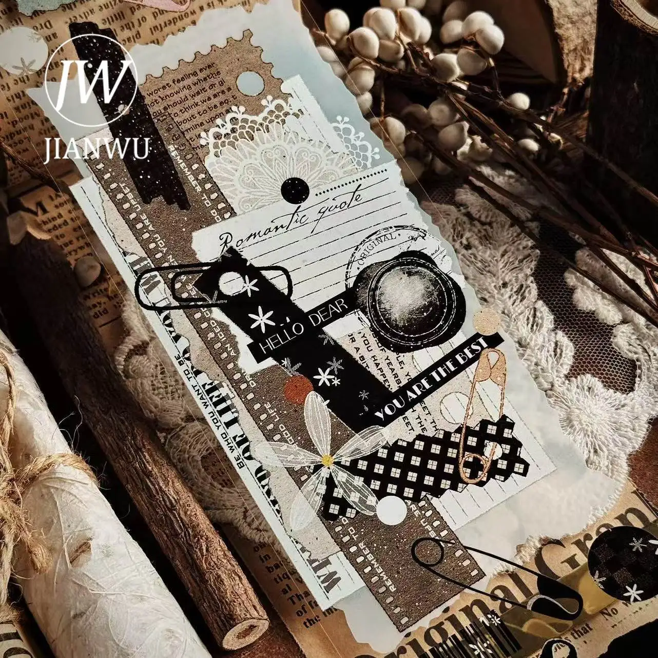 

JIANWU 70mm*5m Vintage Label Landscape Material Collage Scrapbooking PET Tape Creative DIY Journal Stationery