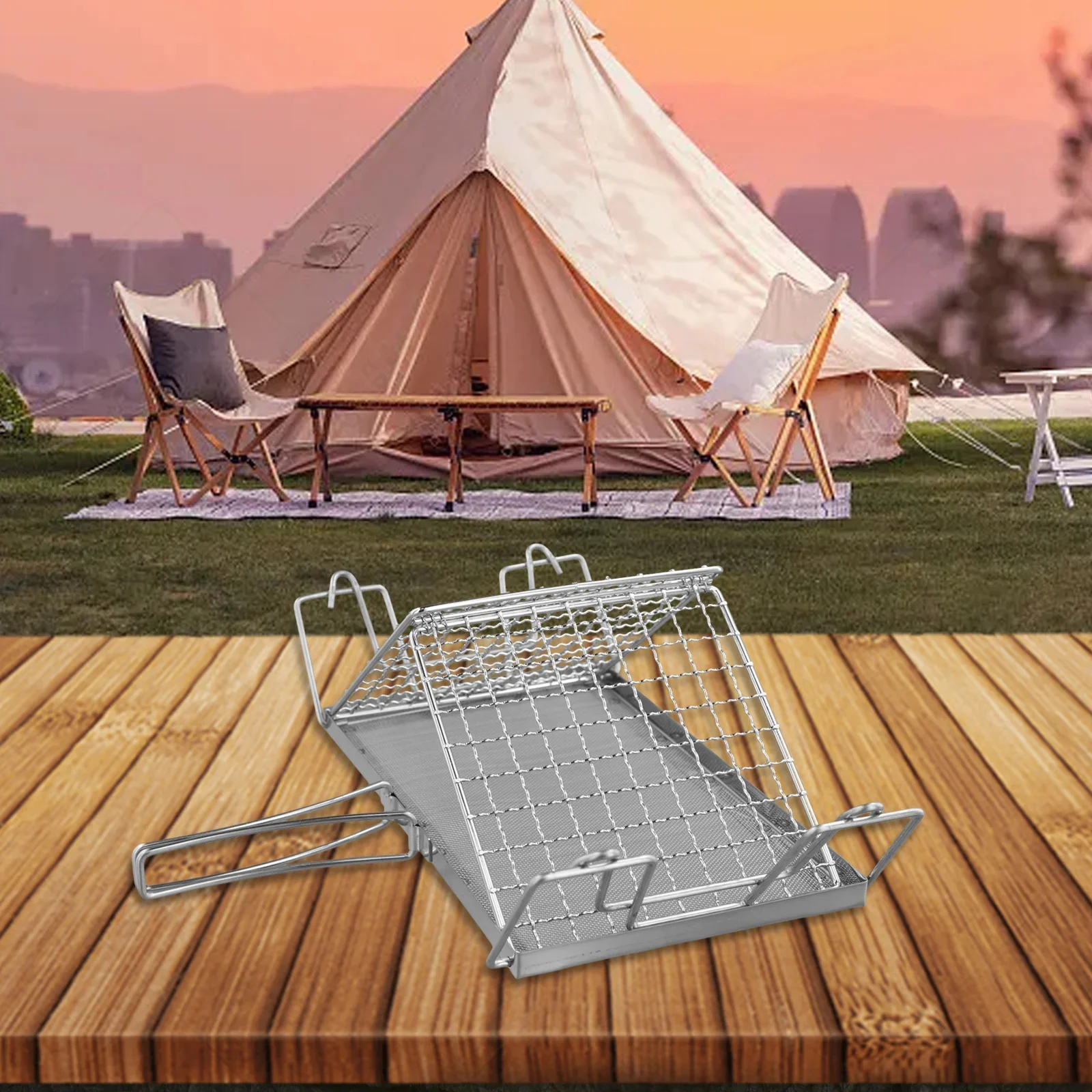 Picnic Bread Rack Stainless Steel Toaster Camping Picnic Heated Over Open Flame Strict Welding Process Easy To Clean