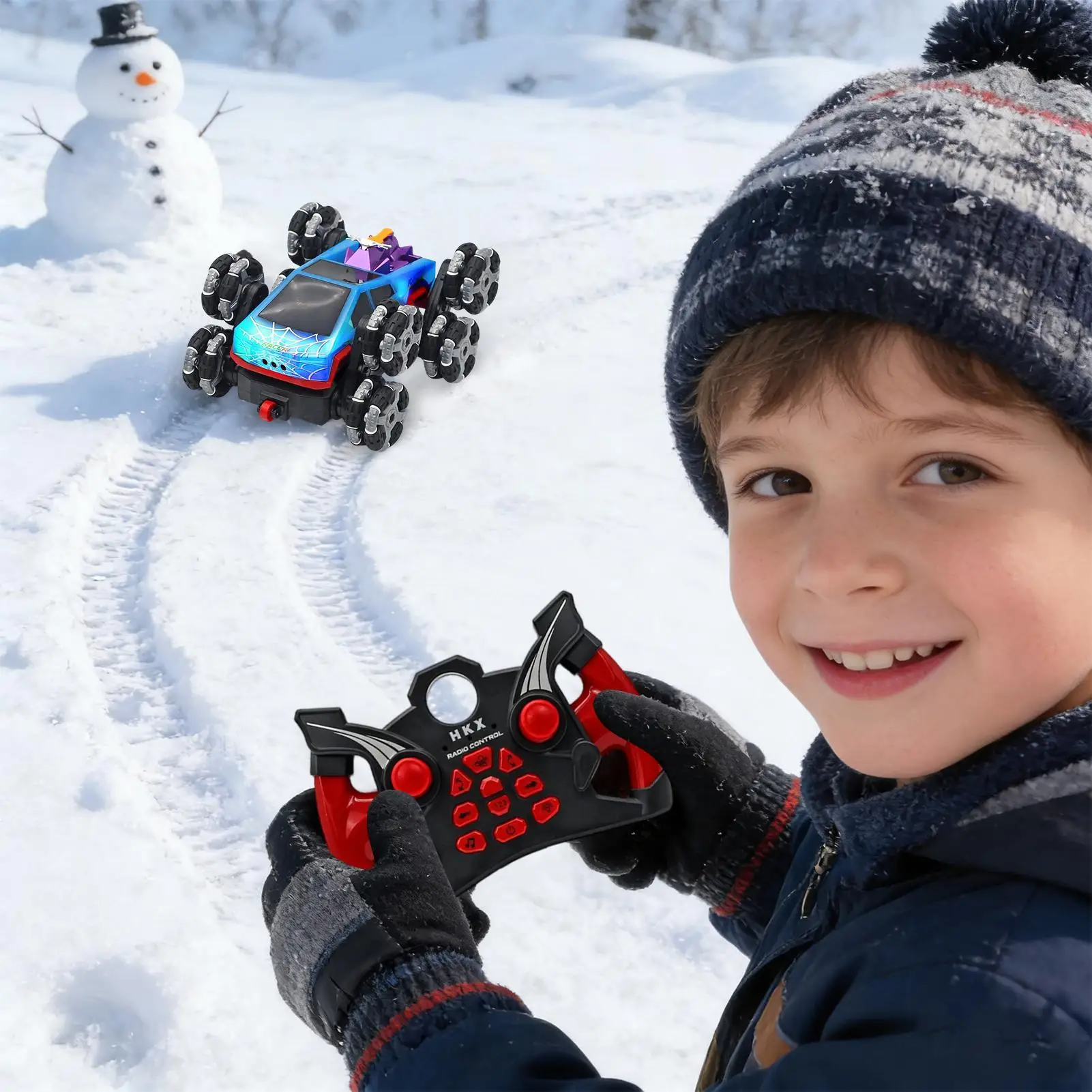 RC سيارة حيلة 8 عجلات المركبات مع تحويل الضوء شاحنة قابلة للشحن لعب للأطفال بنين بنات المنزل المدرسة في الفناء الخلفي