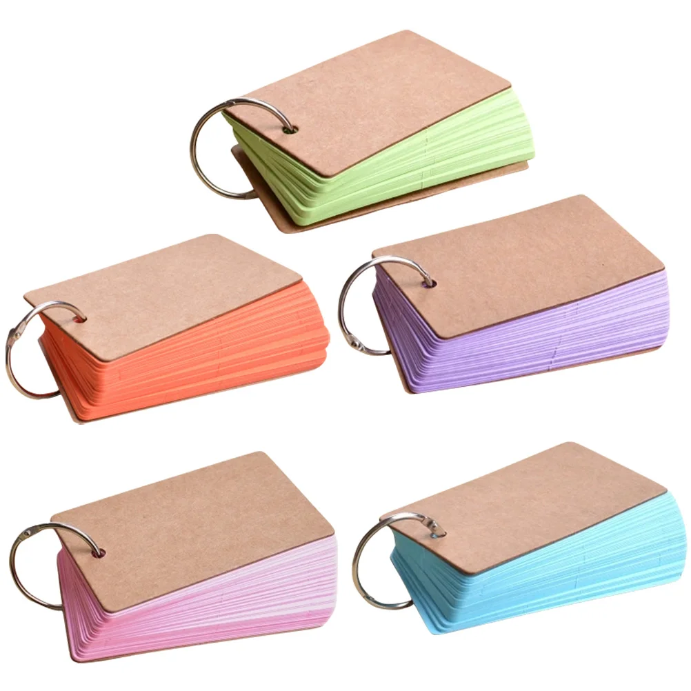 5 Books Notebook Iron Ring Notepad Flashcards with Binders Memo Blank Words Index The