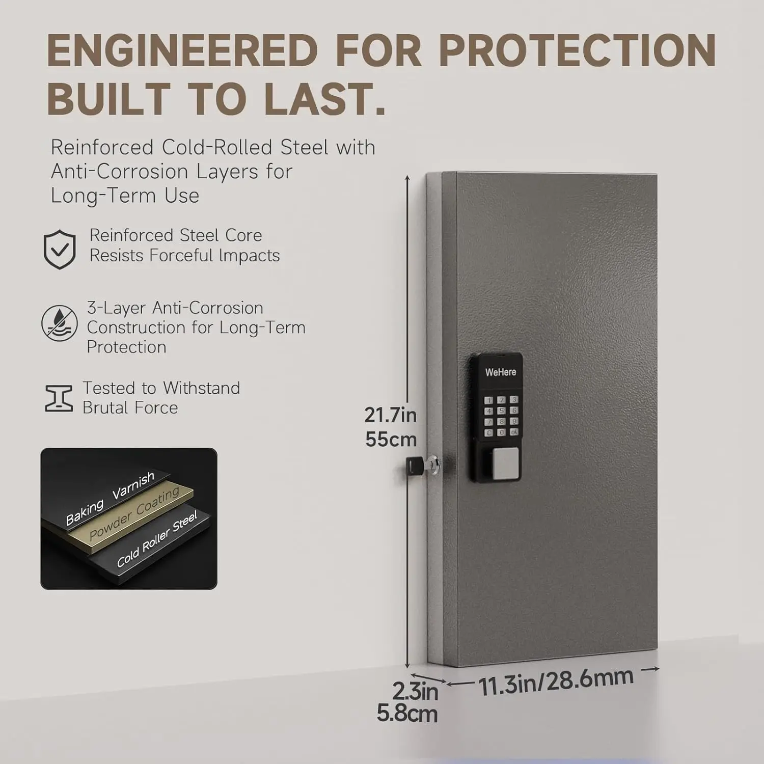 WeHere Remote authorization unlocking Smart Lock Box, 48 Keys Storage Cabinet Wall Mount,OTP/APP Bluetooth/WiFi/Code/Key Unlock