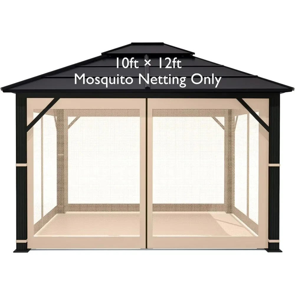 Mosquitera de repuesto para Gazebo, mosquitera Universal para exteriores, pantalla de 4 paneles, paredes, cortina de privacidad, 10 'x 12'