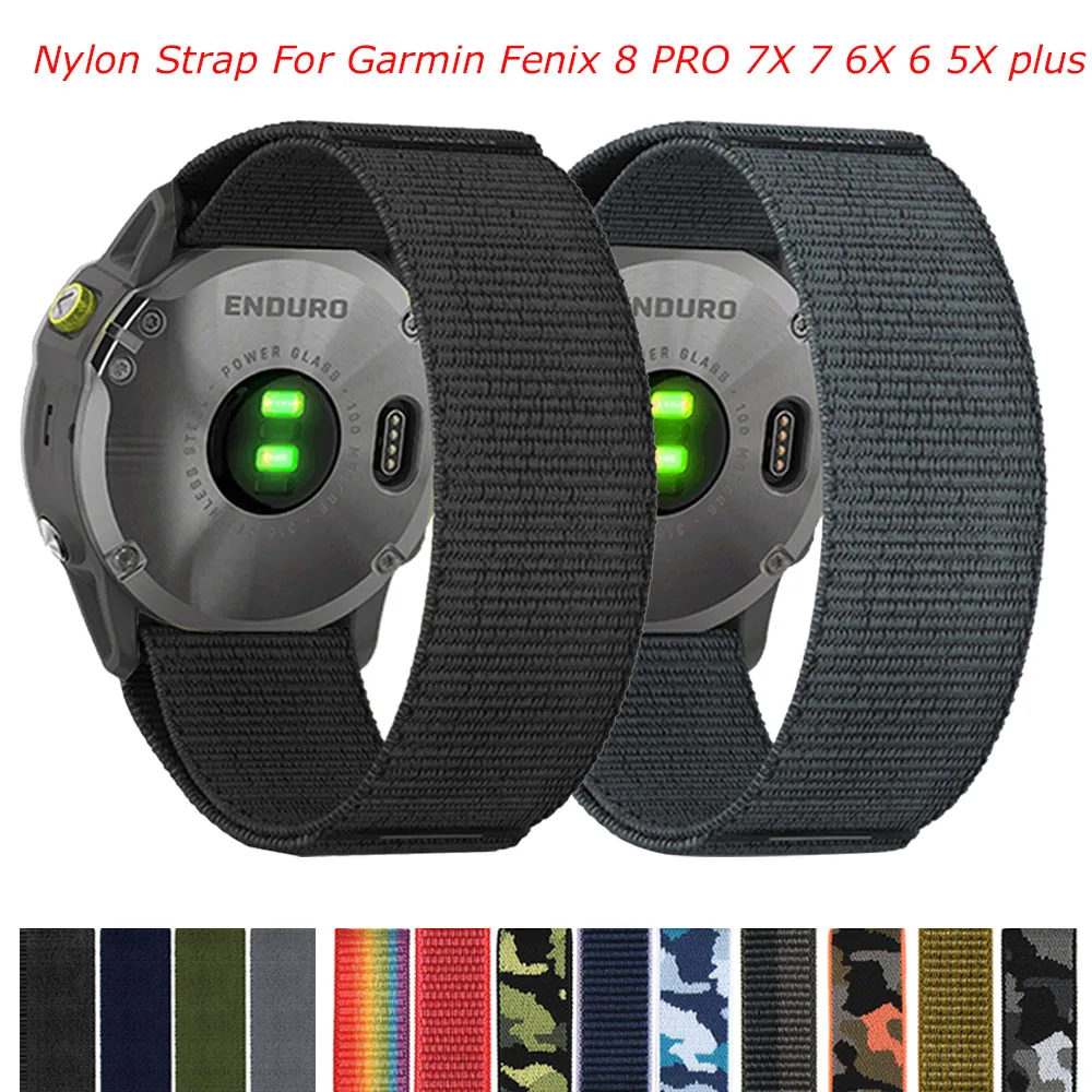 22mm 26mm Strap For Garmin Fenix E 8 7 7X Pro/Enduro 3 Quick Fit Hook Loop Nylon Sport Band For Tactix 8/Instinct 3 970 Bracelet