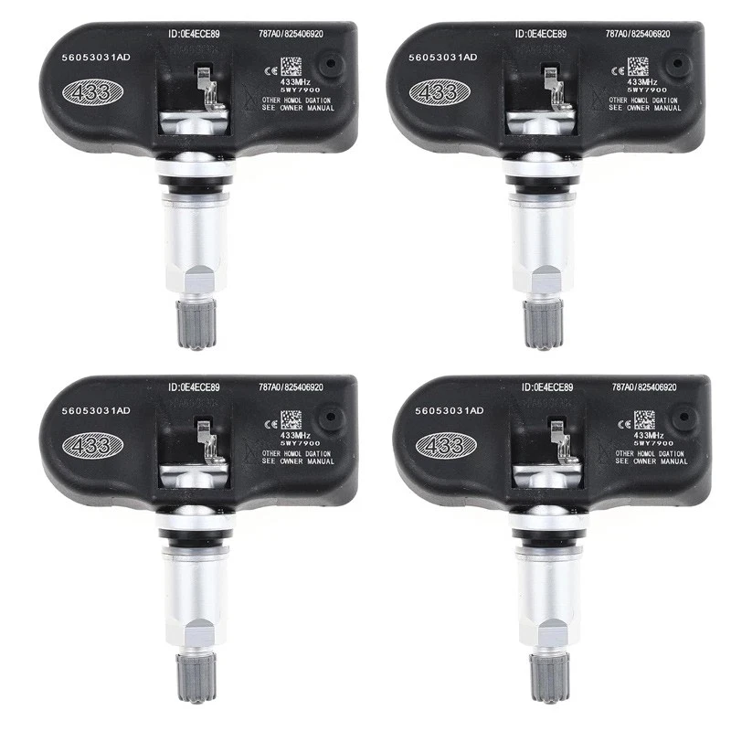 4PCS 56053031AD TPMS Sensore di monitoraggio della pressione dei pneumatici 433MHZ per Chrysler 300C Sebring Dodge Charger Jeep 56053031AC 68078768AA