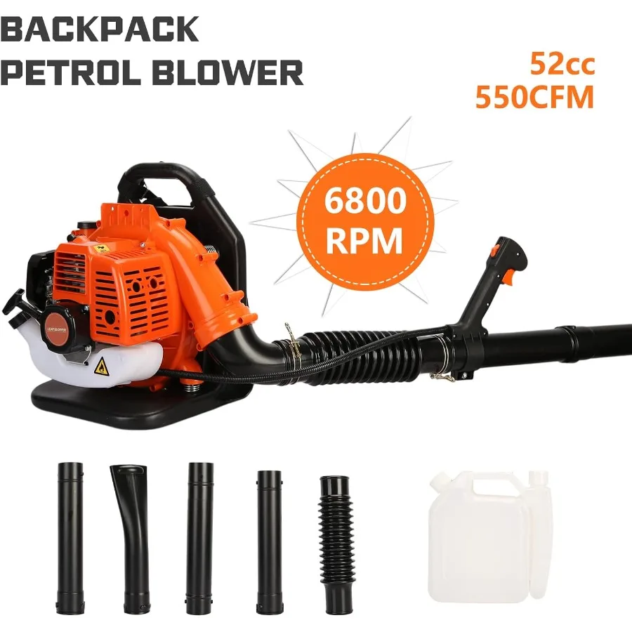 حقيبة الظهر تعمل بالغاز منفاخ أوراق الشجر 52CC 550CFM 2-السكتة الدماغية العشب منفاخ تبريد الهواء البنزين على ظهره منفاخ العشب مع شركة الهواء