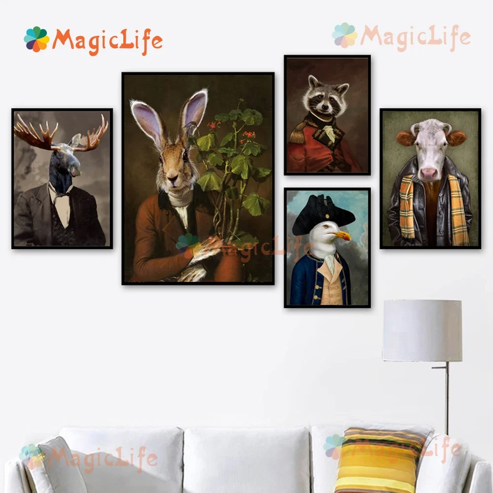 

Animals Cat Dog Pet Rabbit Portrait Nordic Poster Wall Pictures For Living Room Poster Wall Art Canvas Painting Picture Unframed