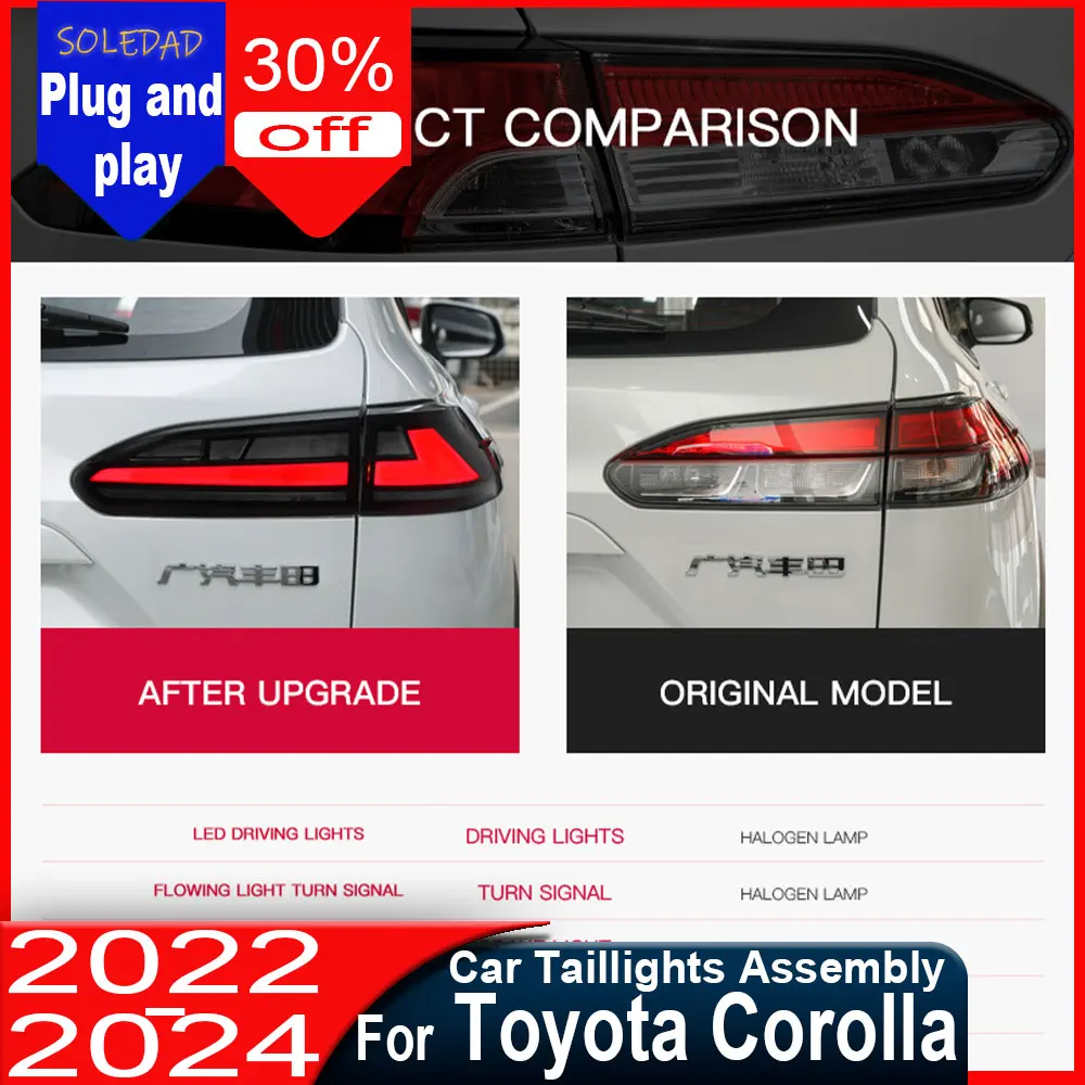 For Toyota COROLLA CROSS LED Tail Light 2022 2023 2024 Tail Lamp DRL Rear Turn Signal Auto Plug and play Car Tail lights