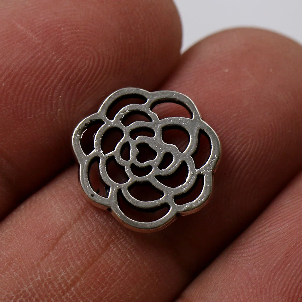 

50Pcs Vintage Hollow Rose Alloy Pendant Charms Jewelry Making Supplies for Earrings Bracelets DIY Craft Charms