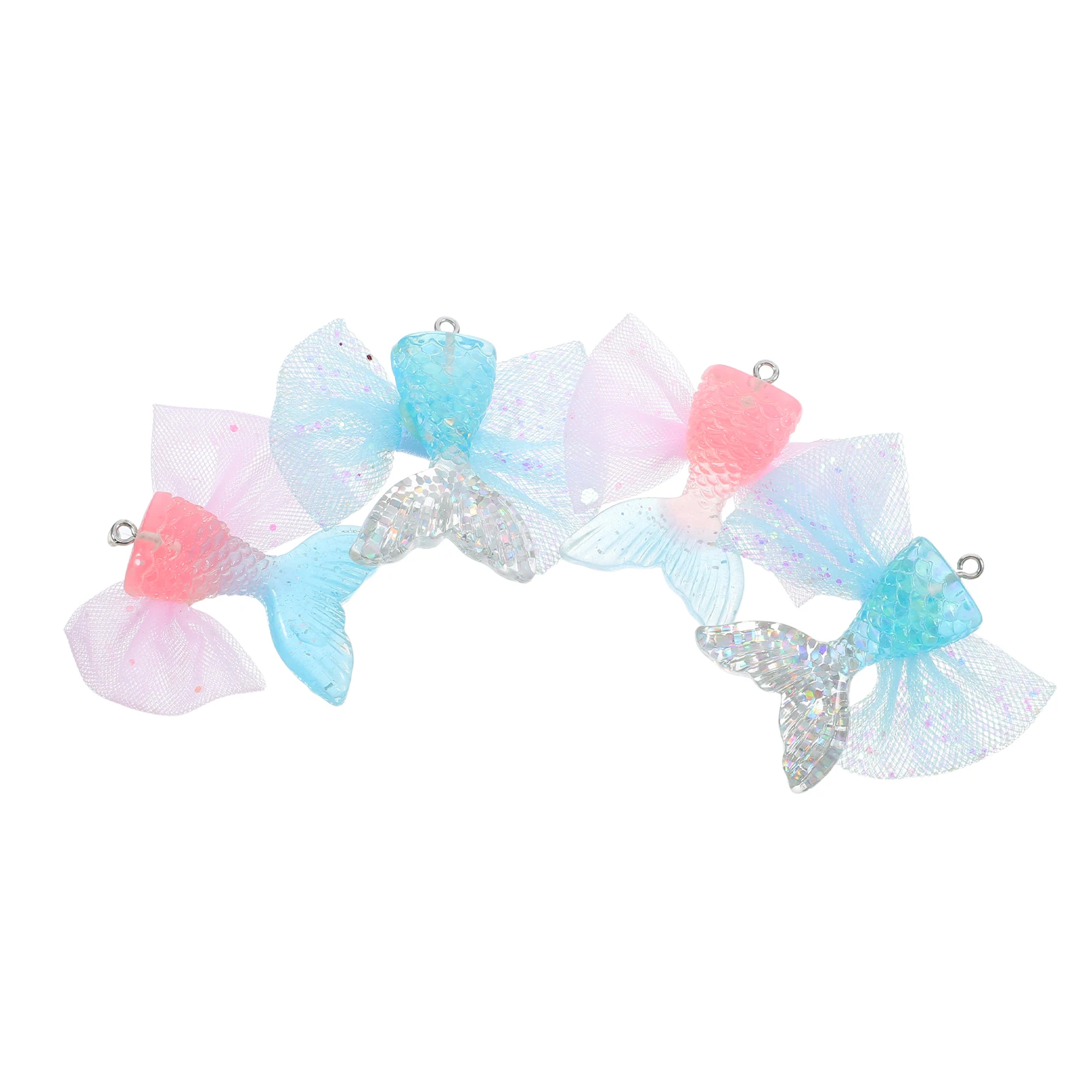 

4Pcs Mermaid Tail Pendants Glitter Charm DIY Jewelry Making Supplies Ocean Themed Fish Tail Bracelet Ornaments