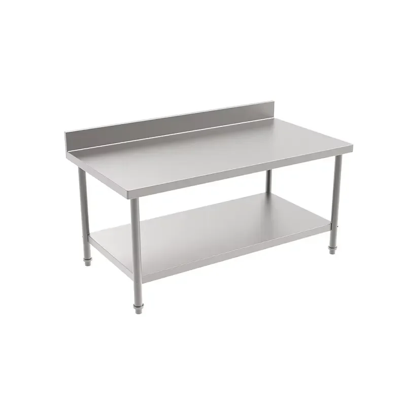 1500x800x900mm Stainless Steel Work Table with Lower Shelf and Backsplash Scratch Resistant Countertop for Kitchen Commercial