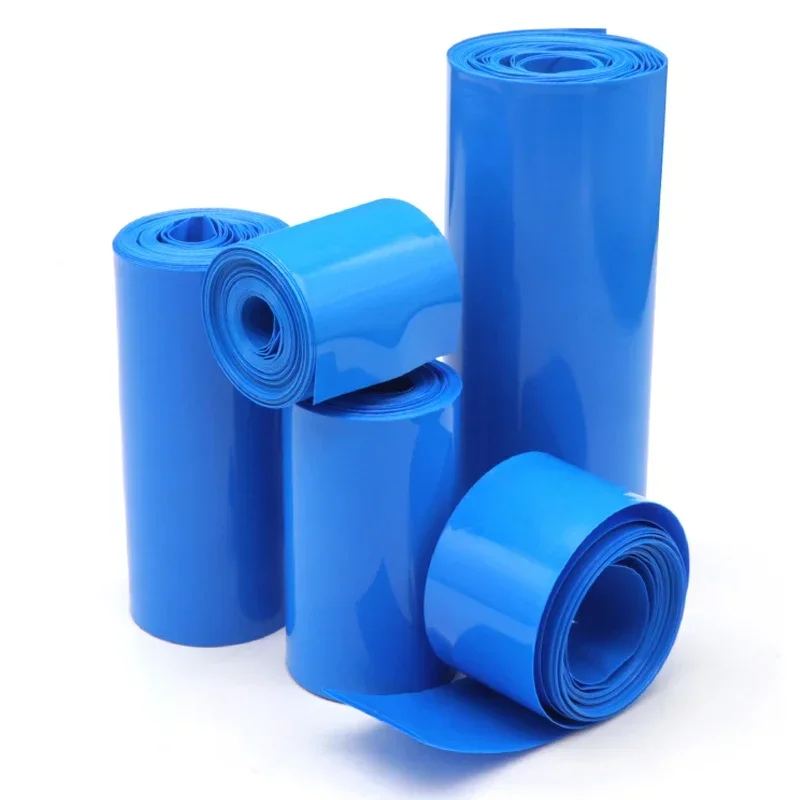 1M~10M PVC Heat Shrink Tube 18650 Lipo Battery Pack 160mm ~ 500mm Insulated Protection Film Wrap lithium Case Cable Sleeve Blue