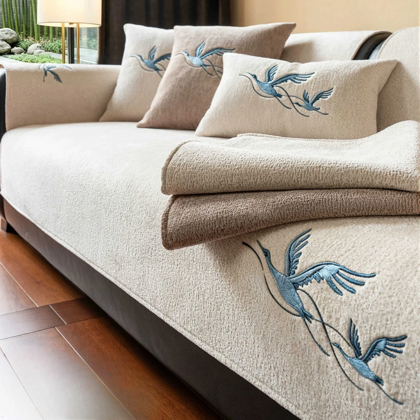 Chinese Style Plush Sofa Cover for Living Room Non-SlipThicken Plush Sofa Cushion Mat Modern Simplicity Sofa Towel Home Couch