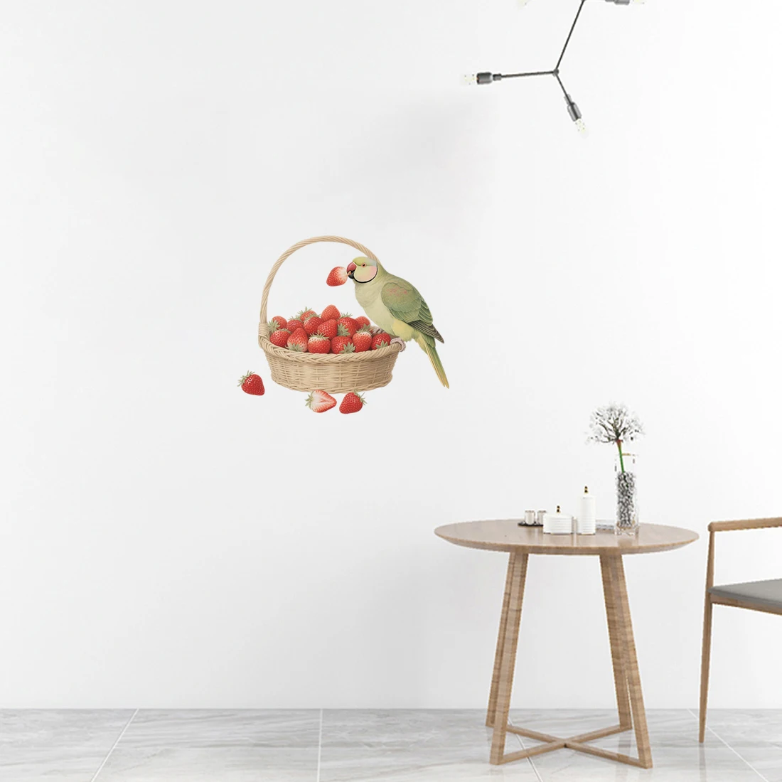 Three Ratels CAA88 Beautiful strawberry fruit basket wall stickers for home decoration Kitchen refrigerator decal