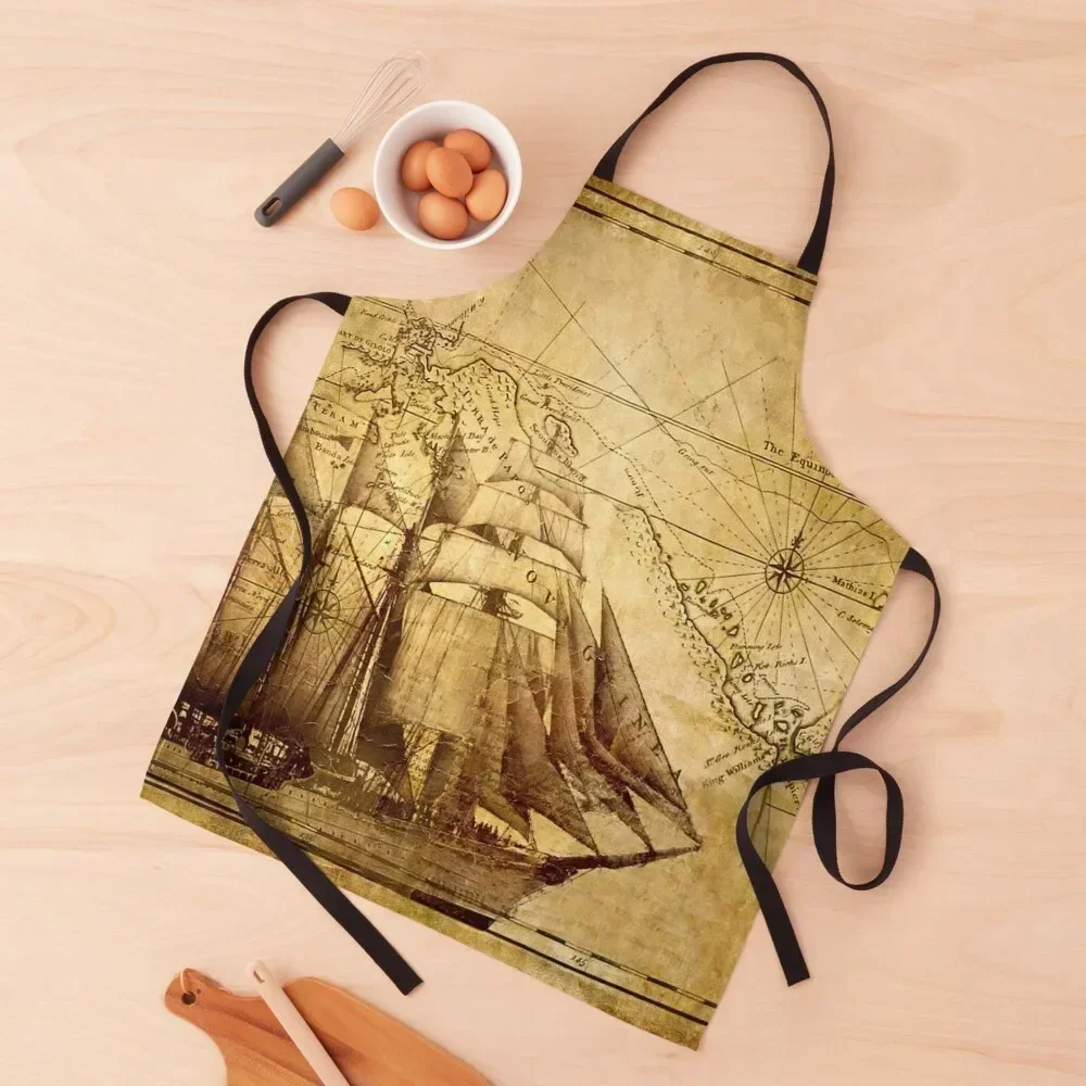 

Vintage ship map Apron Chef Accessories household woman Apron