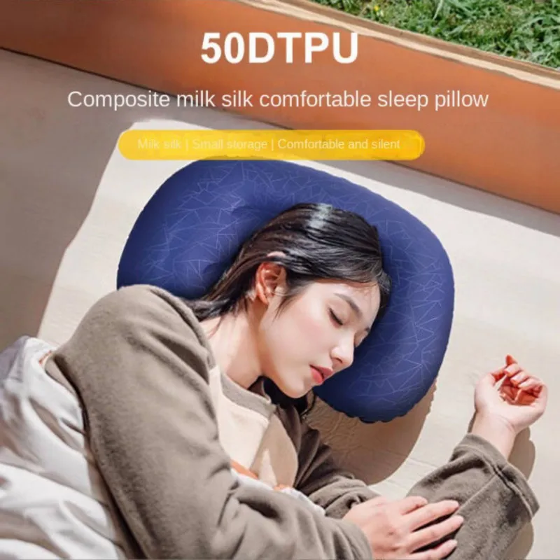 Inflatable Camping Pillow Nap Cervical Pillows Portable Manual Press Travel Pillow Compressible Lumbar Support Pillow Camp Gears