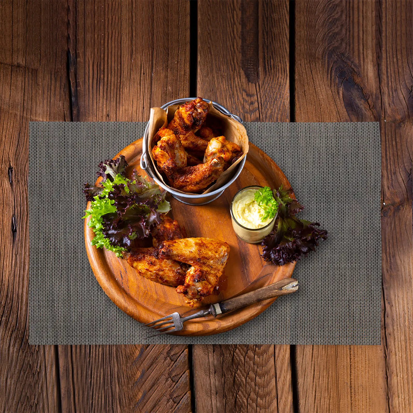 

4Pcs European Faux Linen Placemats Heat Resistant Non Slip Woven Washable Kitchen Dining Table Mats Vinyl Decorative