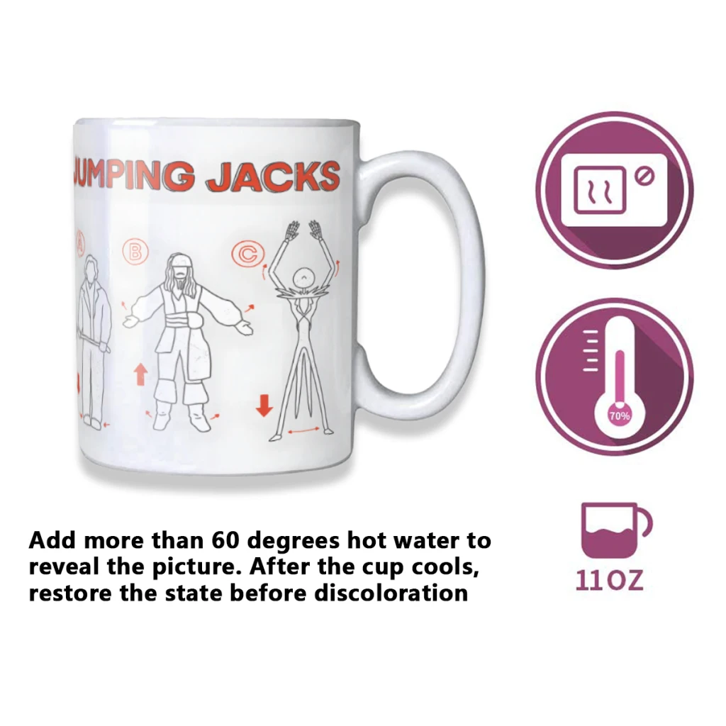 Jumping Jacks Creativity Change Color Chang mug Ceramic mug Hot Coffee Cup Breakfast Cup Mug Friend Gift