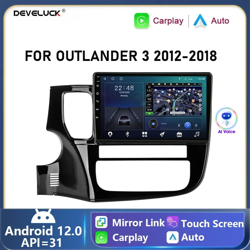 2 Din Android 12 Car Radio For Mitsubishi Outlander xl 3 2012-2018 Multimedia Video Player GPS Navigation BT Carpaly Auto Stereo