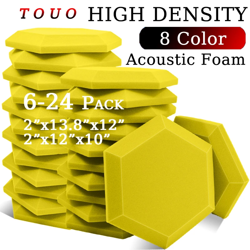 

TOUO Hexagon Acustic Foam 6/12/24 Pcs Studio Wall Soundproofing High Density Acoustic Treatment Noise Insulation Home Decoration