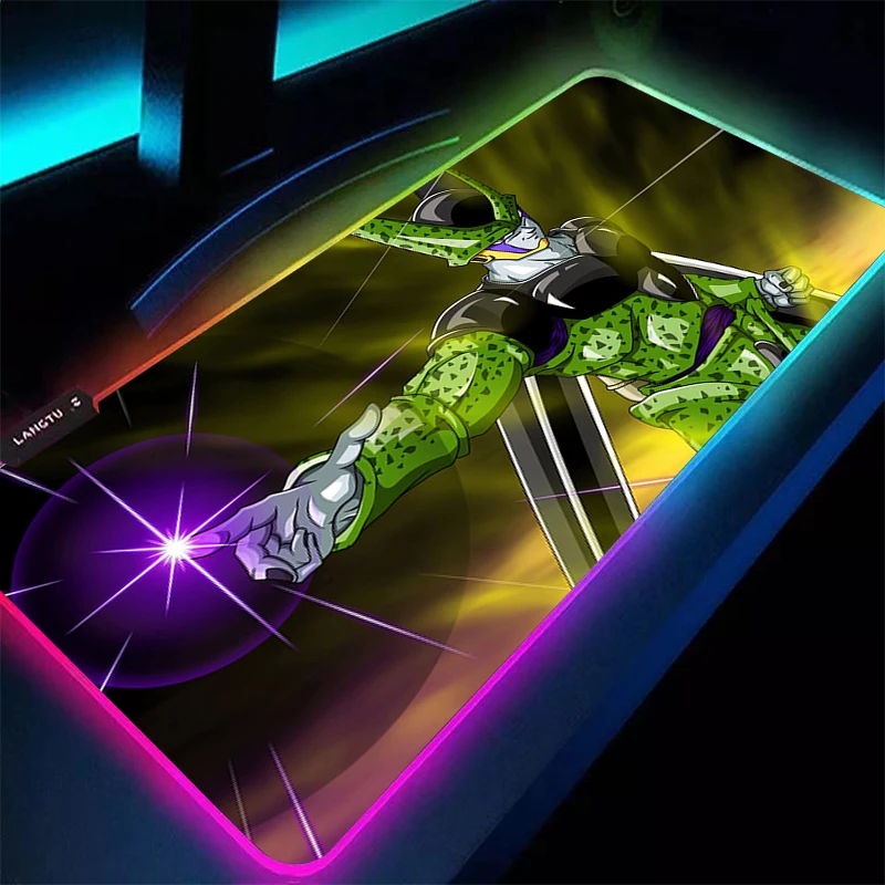 

RGB Mouse Pad DBZ Dragon Ball Cell Gamer Large Computer Notebook Rubber LED Mousepad Carpet Gaming Accessories Keyboard Desk Mat