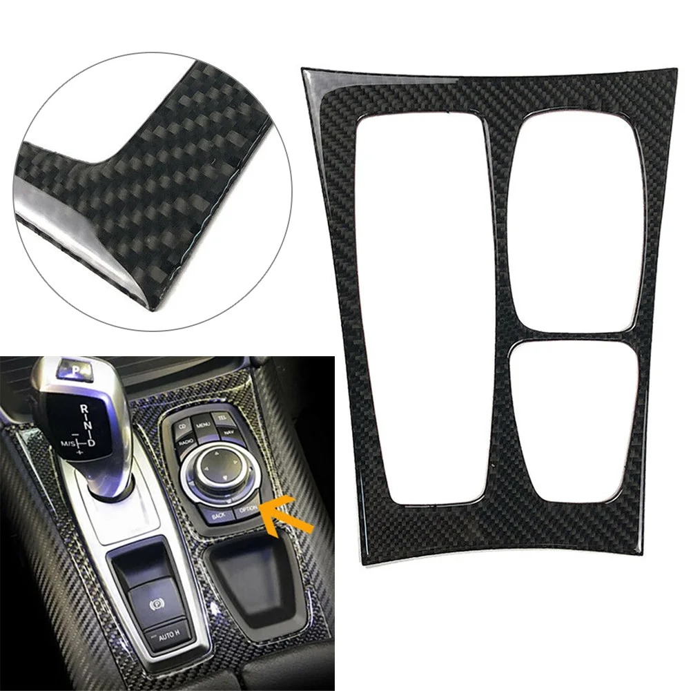 Carbon Fiber Car Gear Shift Box Panel Trim For BMW E70 E71 X5 X6 2009 2010 2011 2012 2013 Left-Hand Drive