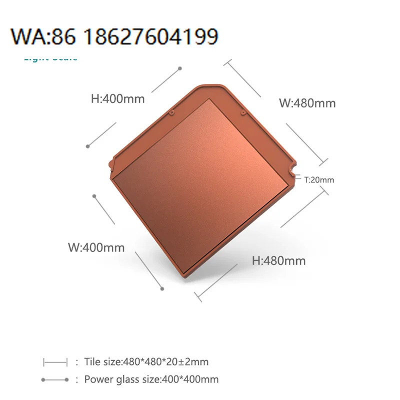 Bipv Cdte Solar Roof Tiles Red Double Glass 25w High Efficiency Flat Roofing Panels Temple Roof Easy Installation