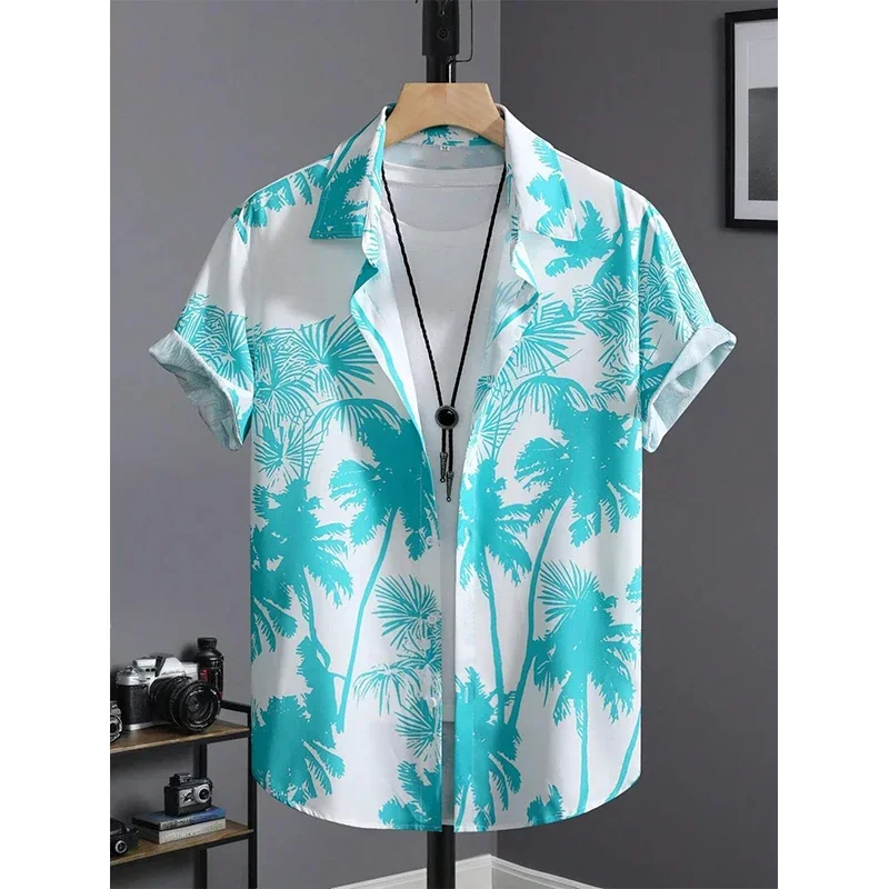 Tropical plant patterns 3D Printed Men's Hawaiian shirt Short Sleeve Beach Shirt Comfortable Men Clothing Lightweight shirt