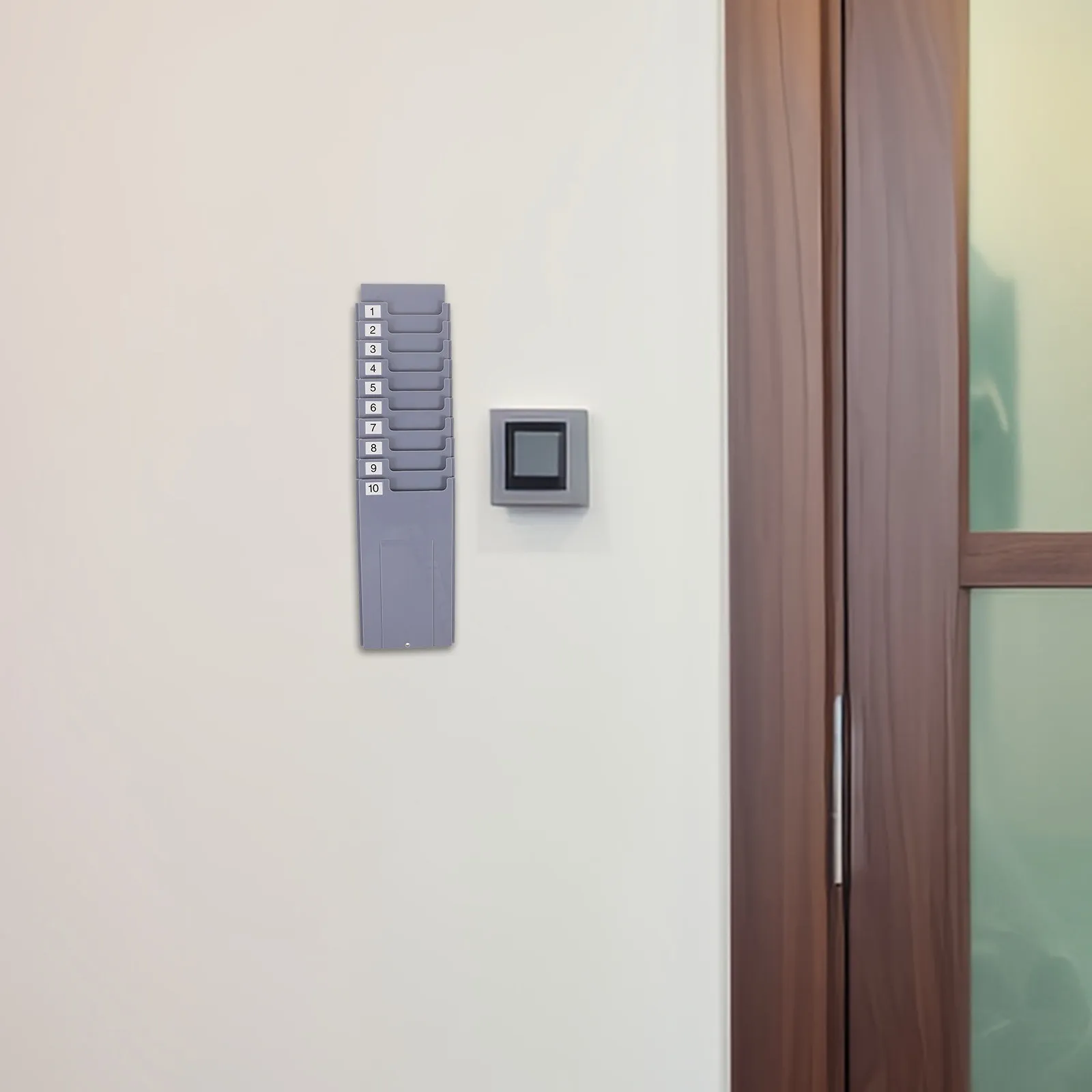 time-cards-holder-flexible-expanding-rack-wall-mounted-employee-attendance-cards-organizer-multi-grid-warehouse-material-card