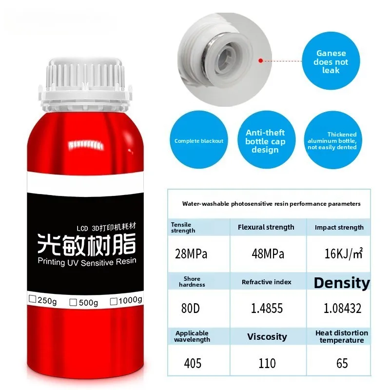 Transparent Photosensitive Resin 405nm LCD 3D Printing Consumable Low Odor High Precision for Figure Model