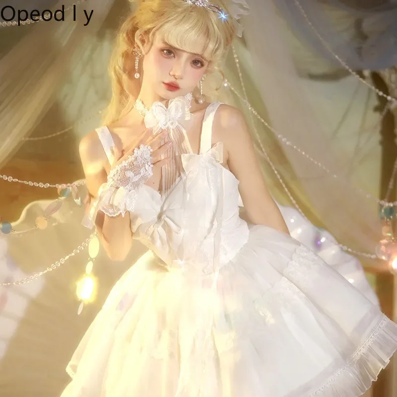 Sweet Girl Elegant Japanese Original Lolita Flower Wedding Dress Birthday Party Graduation Ceremony Jsk Suspender Dress