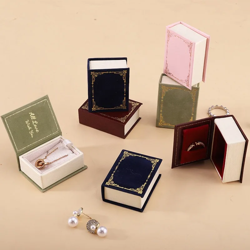 Mini Portable Jewelry Box Flip Cover Magnetic Attraction Jewelry Boxes Creative Book Luxury Multifunctional Trinkets Cases