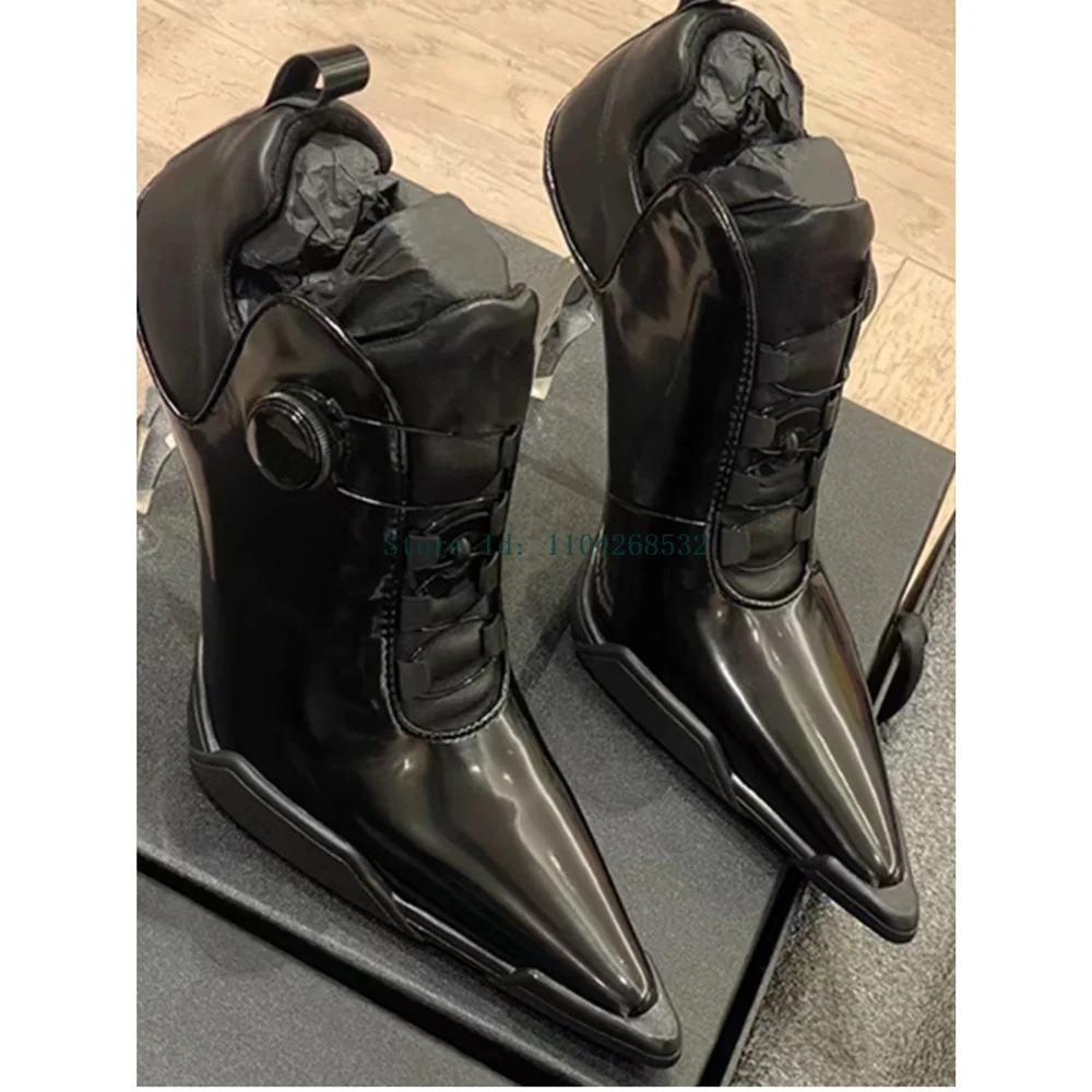 

Transparent Strange Style Metallic Buckle Strap Pionted Toe Ankle Boots Elastic Band 2025 New Arrivals Fashion Riding Equestrian