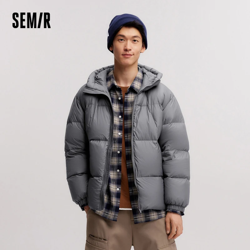 Semir Down Jacket Men 2024 Winter New Thermal Three-Proof Couple Hooded Outerwear Solid Color Versatile Down Jacket