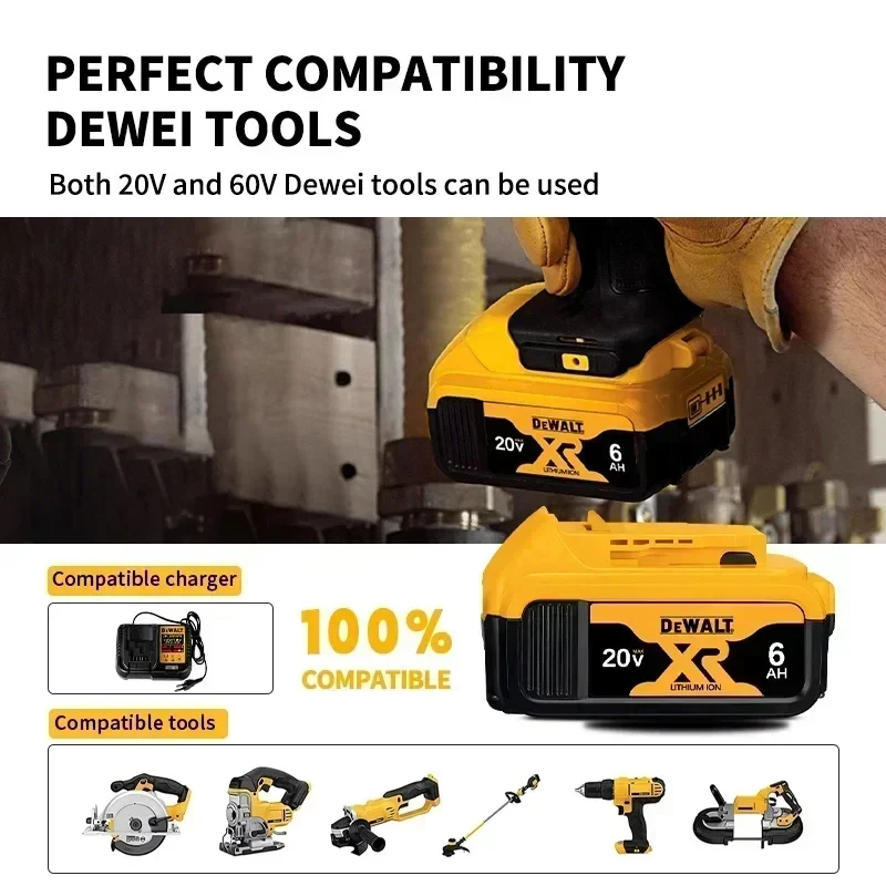 DeWalt 20V battery DCB200 replaceable DCB205 DCB206 DCB606  DCB202 DCB203 DCD805 DeWALT Battery 20V Power Tool