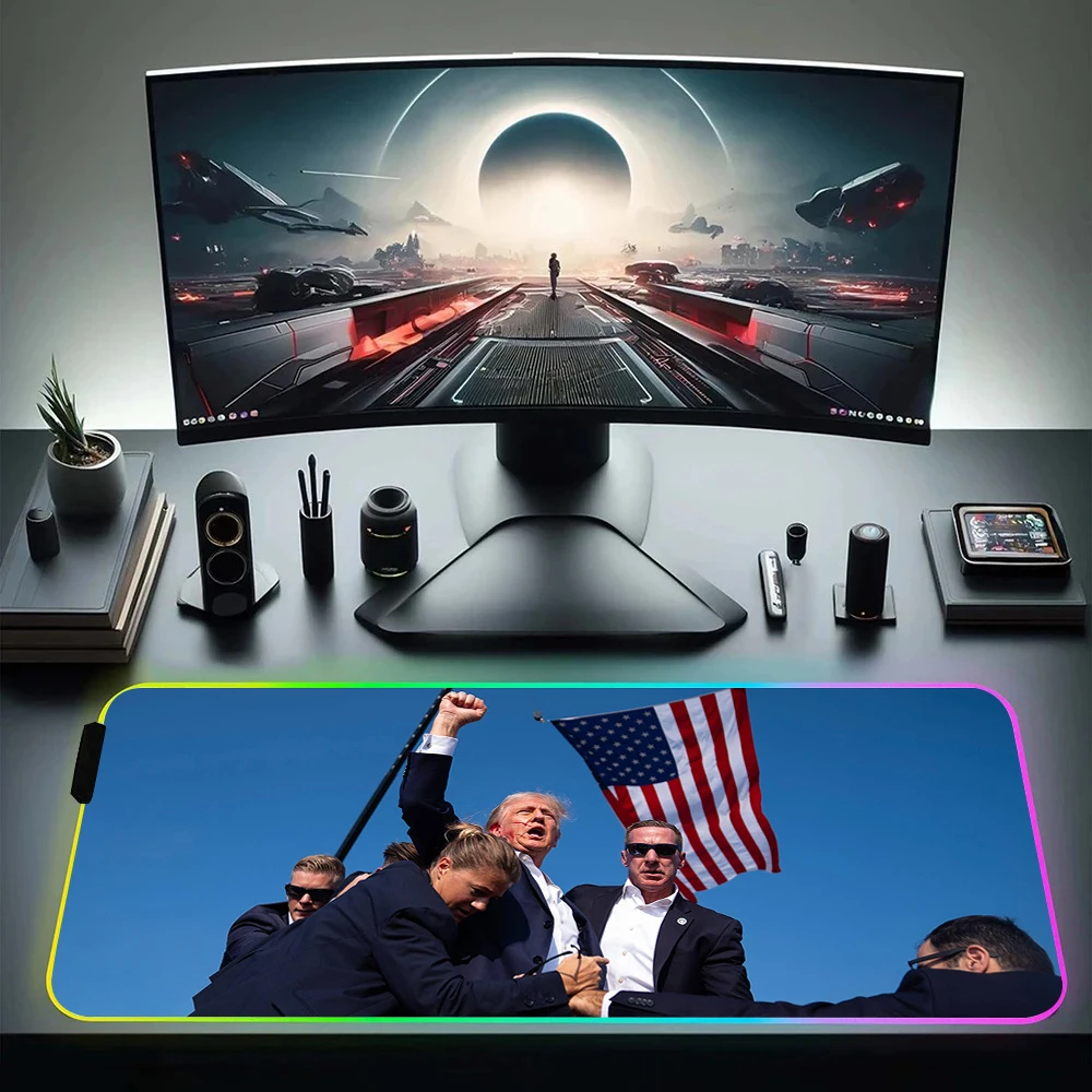 

Игровой RGB коврик для мыши и клавиатуры с изображением США выборов, Трампа, 2024, геймерский коврик для мыши, светящиеся коврики для мыши, резиновый игровой компьютерный коврик