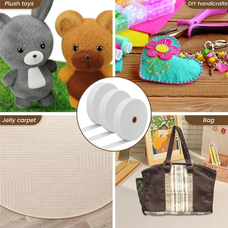 

A23P 3 Rolls Jelly Roll Batting Strips For Rugs Polyester Quilting Jelly Roll Fabric With Fabric Tube Maker And Awl For DIY