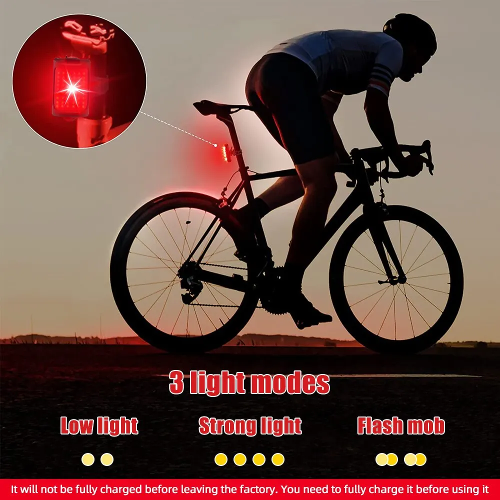 Bike Lights for Night Riding Bicycle Tail Light USB Rechargeable 200 Lumens Warning Light Rear Easy to Install Cycling Lamp