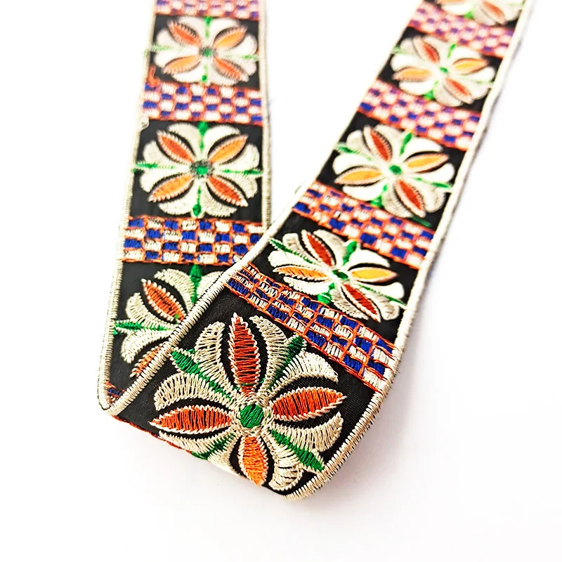 4.3 / 7.5 Cm Wide Retro Ethnic Style Embroidery Black Lace Accessories Handmade Diy Webbing Shoes Clothing Decoration